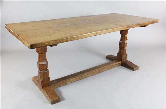 A Robert Mouseman Thompson oak refectory table, 5ft 11in. x 2ft 2in. H.2ft 5in.